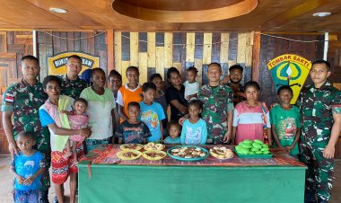 Satgas Yonif 122/TS Mendorong Kreativitas Masyarakat Perbatasan dengan Mengajarkan Cara Membuat Kue Donat dan Bakpau