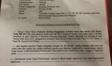 Kasus Penipuan dan Penggelapan Jual Beli Mobil Honda CRV di Siak: Pihak Kuasa Hukum Tuntut Tindakan Tegas dari Polsek Tualang