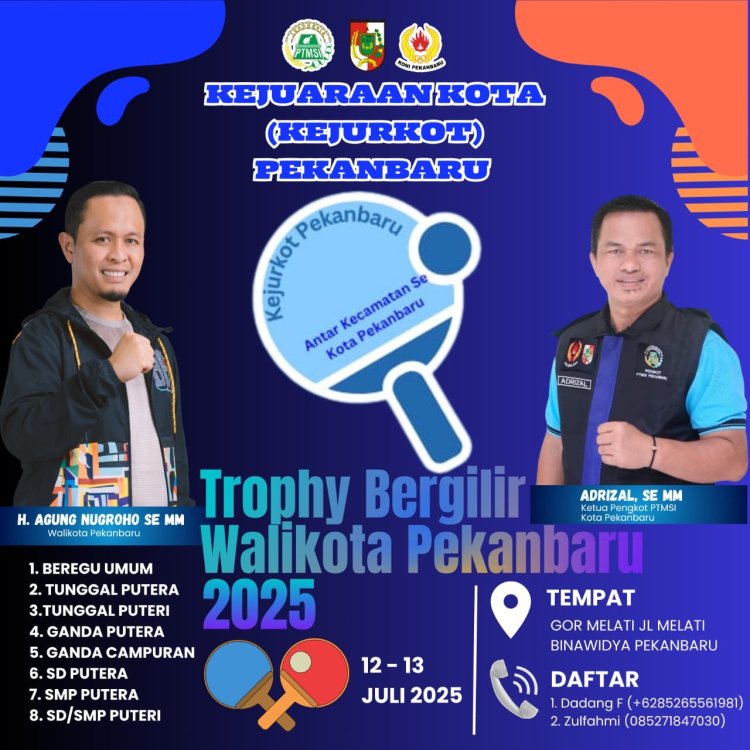 Kejurkot Tenis Meja Perebutkan Piala Wali Kota Pekanbaru