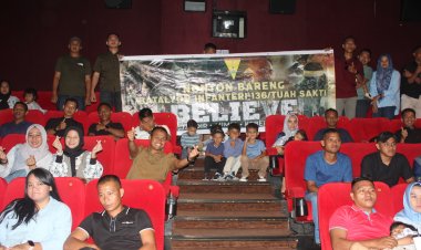 Yonif 136/TS Gelar Nobar Film “Believe” untuk Bangkitkan Semangat Juang Prajurit