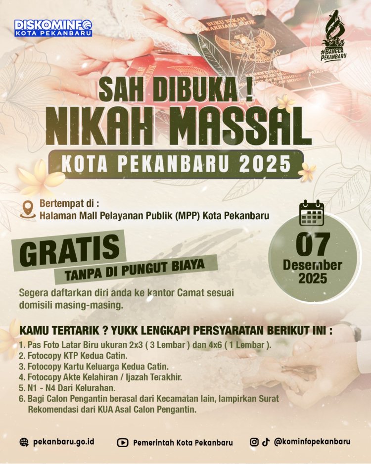 Nikah Massal dan Sidang Isbat Gratis Pemko Pekanbaru Diminati Ratusan Pasutri