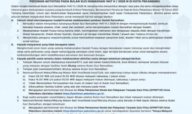 Wali Kota Agung Nugroho Keluarkan Pedoman Ramadan 1447 H di Pekanbaru